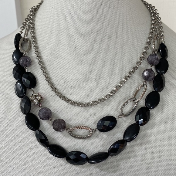 Pretty multi strand bead and chain statement necklace - Picture 2 of 3